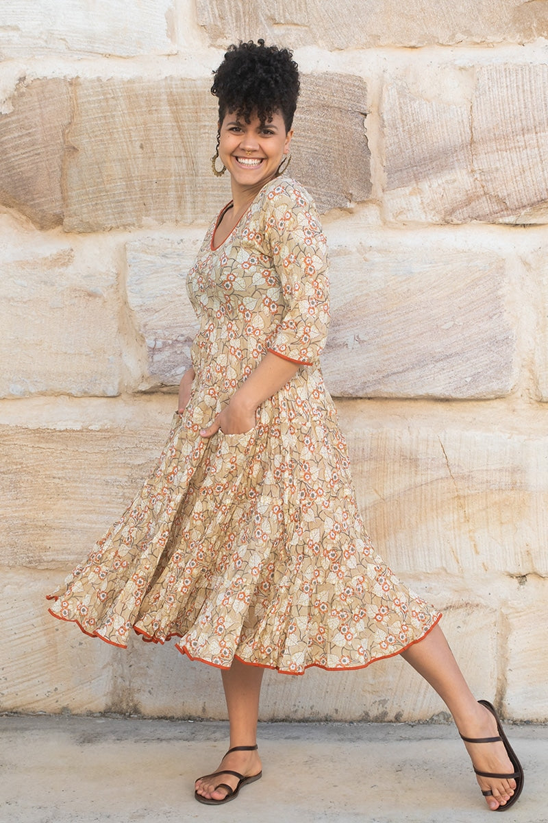 Flamenco Dress with Sleeves - Amber