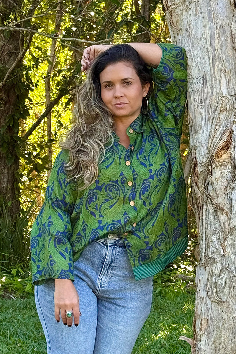 Vintage Sari Amira - Fernleaf (wool/silk)
