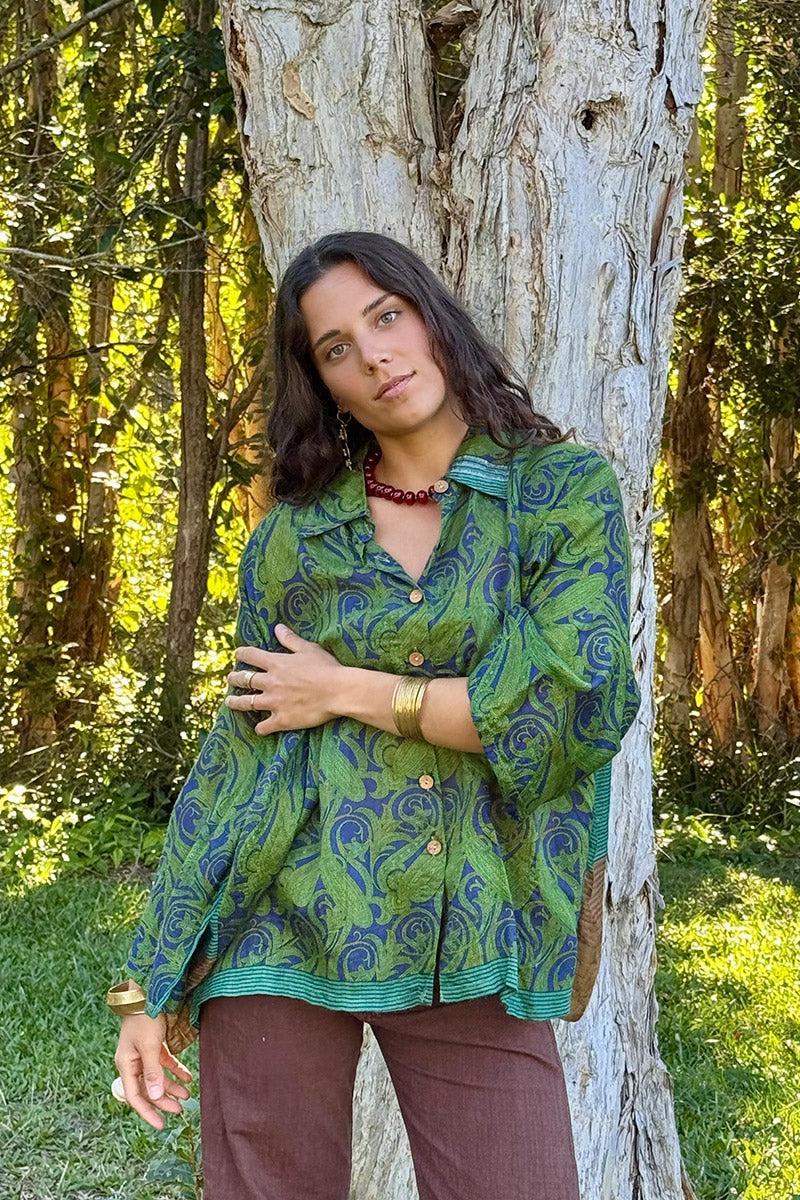 Vintage Sari Amira - Fernleaf (wool/silk)