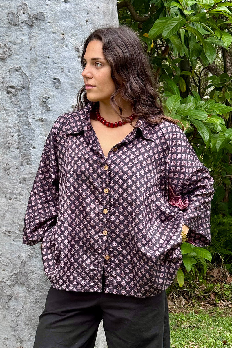Vintage Sari Amira - Raspberry (wool/silk)
