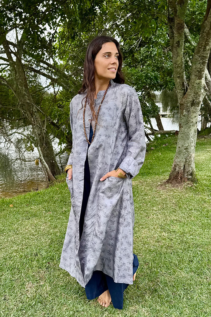Vintage Sari Dust Coat - Mica (silk)