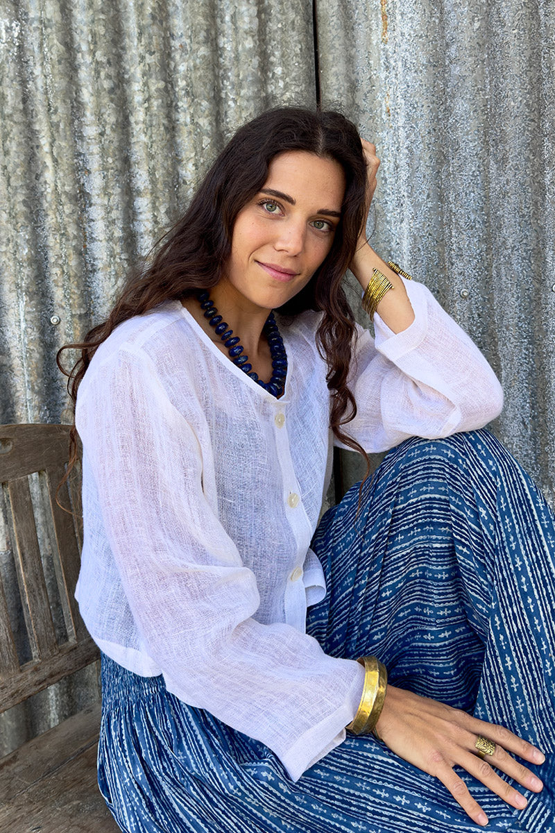 Wild Hearts Linen Cardigan - Coconut