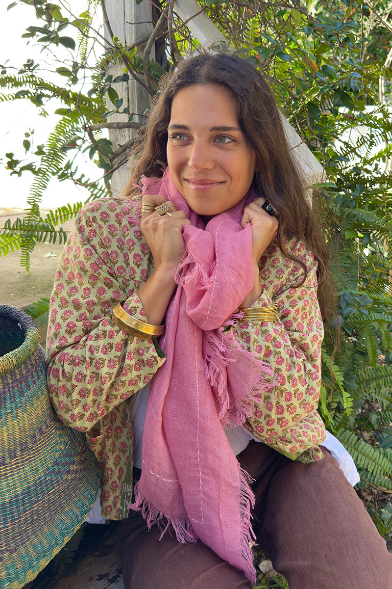 Wild Hearts Linen Scarf - Watermelon