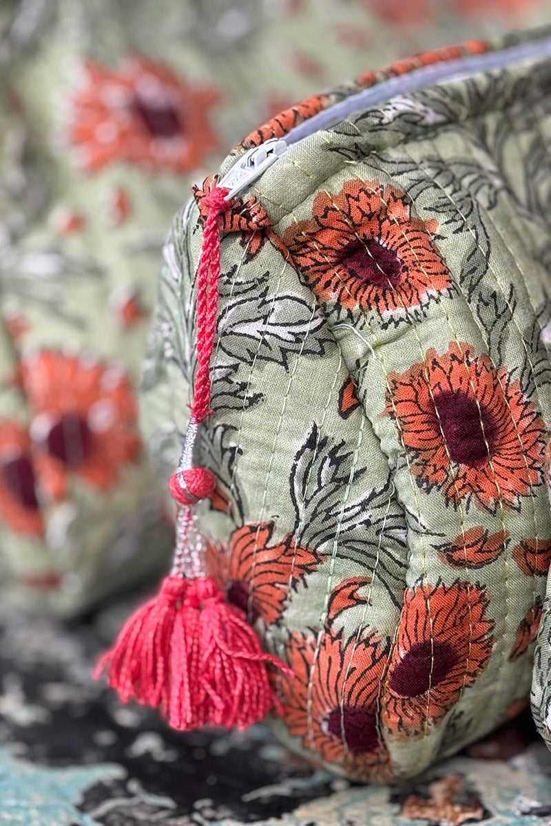 Wash Bags, accessories, Hand block prints, plastic lined with inside - Saffy