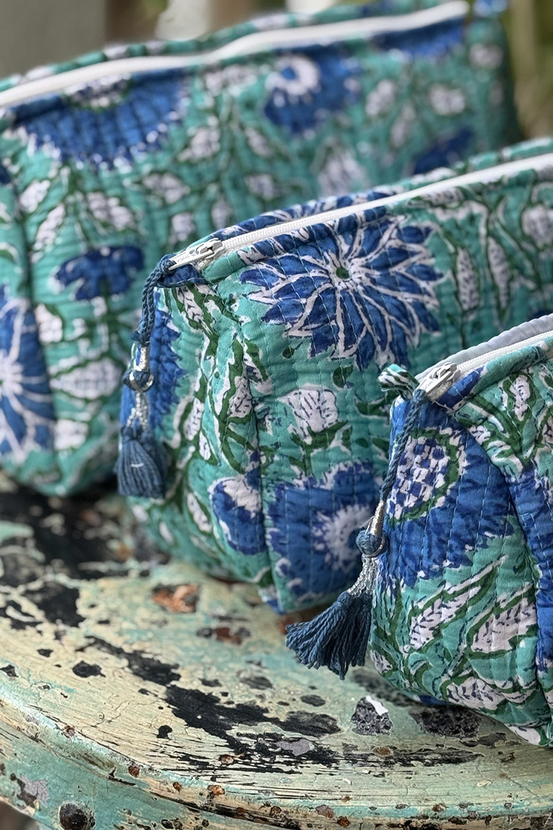 Wash Bags, accessories, Hand block prints, plastic lined with inside - Oasis