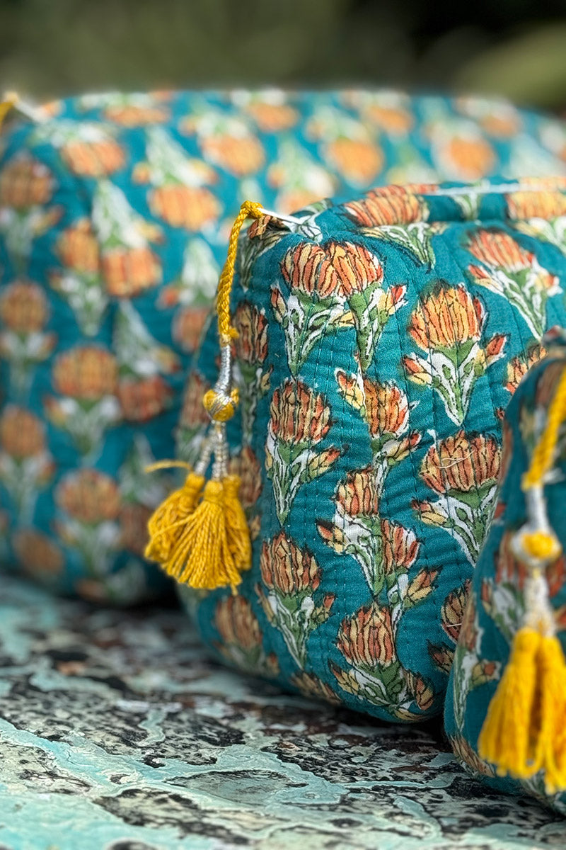 Wash Bags, accessories, Hand block prints, plastic lined with inside - Kora
