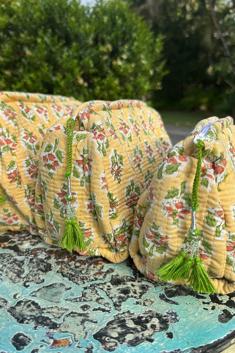 Wash Bags, accessories, Hand block prints, plastic lined with inside - Pollen