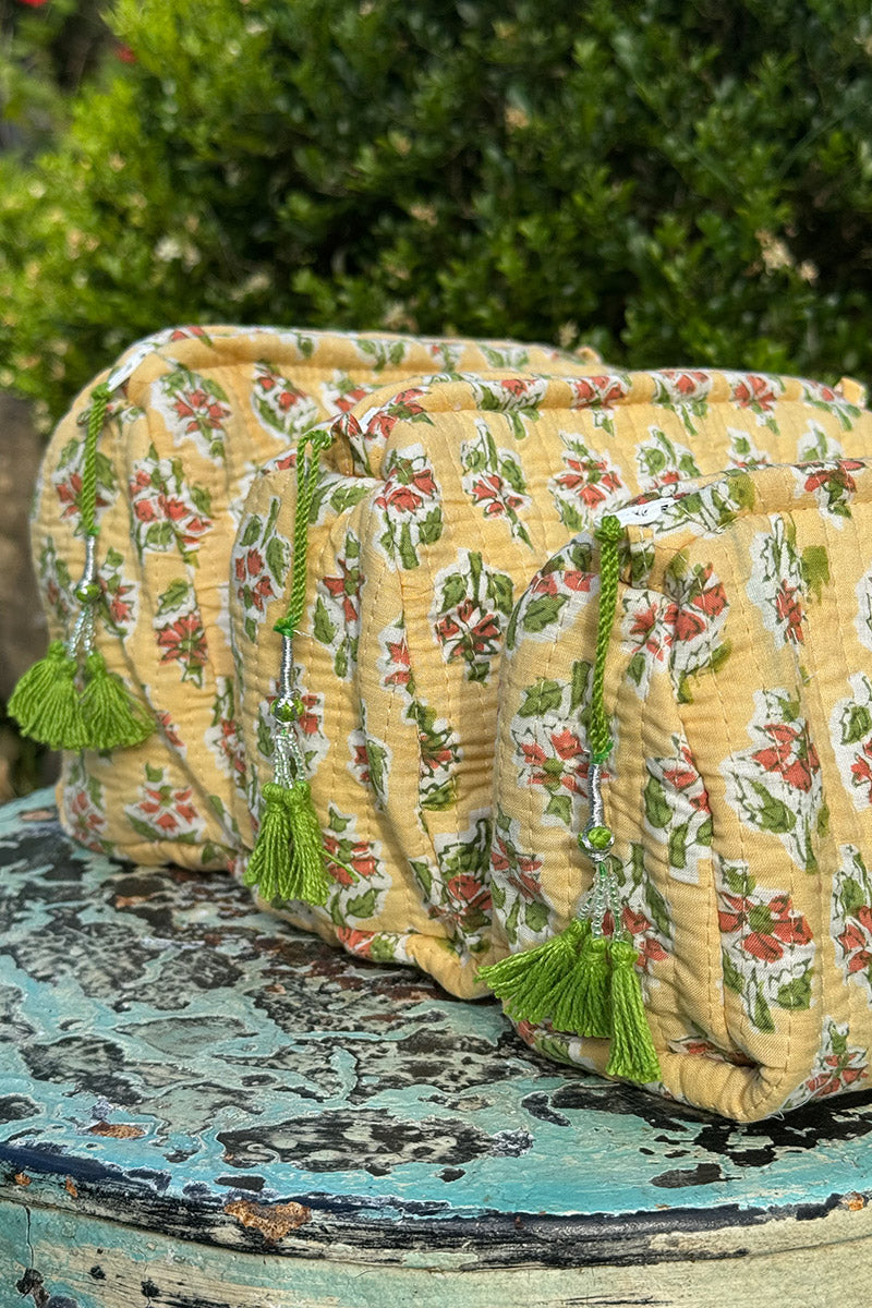 Wash Bags, accessories, Hand block prints, plastic lined with inside - Pollen