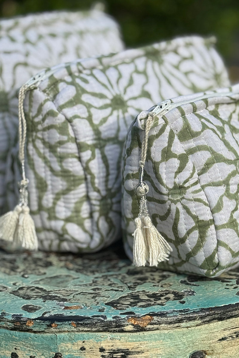 Wash Bags, accessories, Hand block prints, plastic lined with inside - Asha