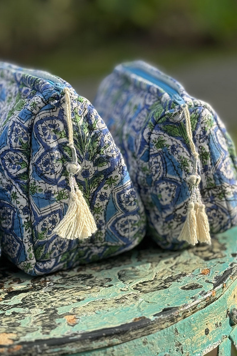 Wash Bags, accessories, Hand block prints, plastic lined with inside Riverine