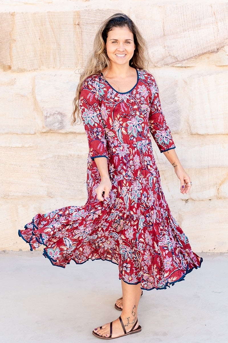 Flamenco Dress with Sleeves - Sangria