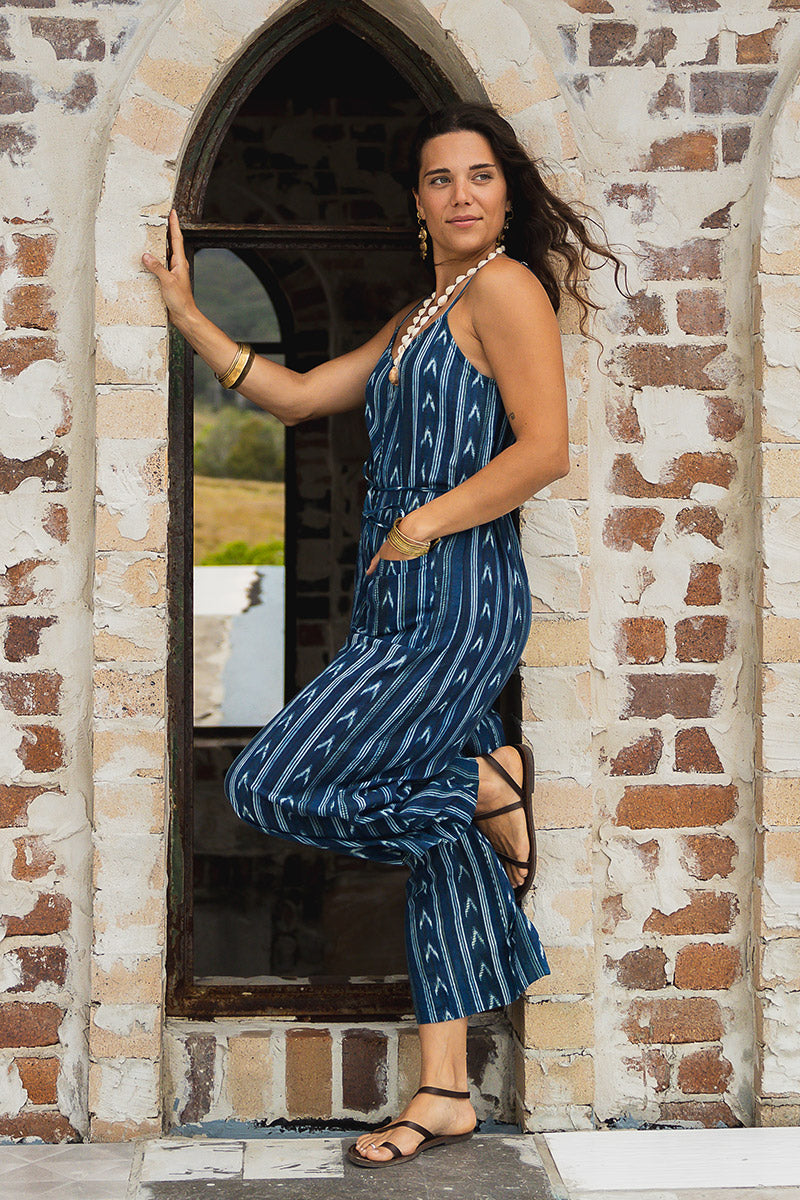 Wildflower Overalls - Indigo Ikat