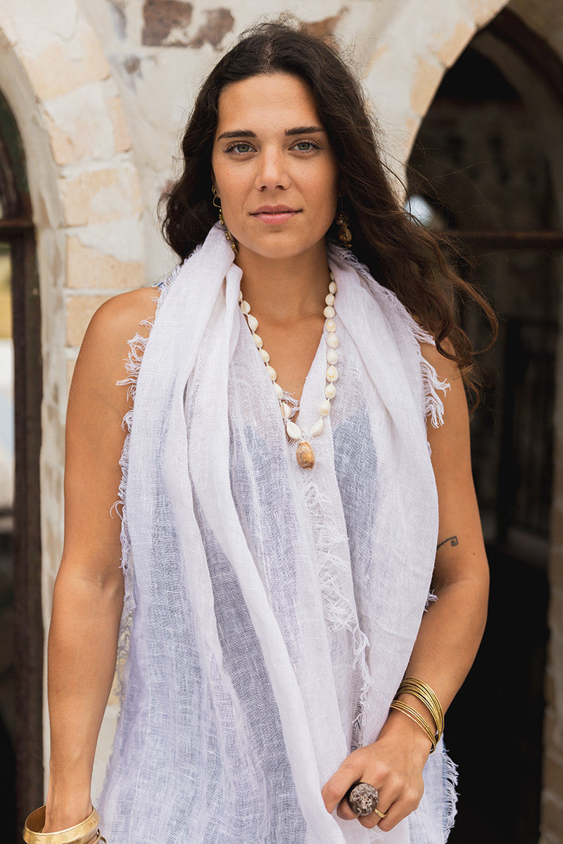 Wild Hearts Linen Scarf - Coconut