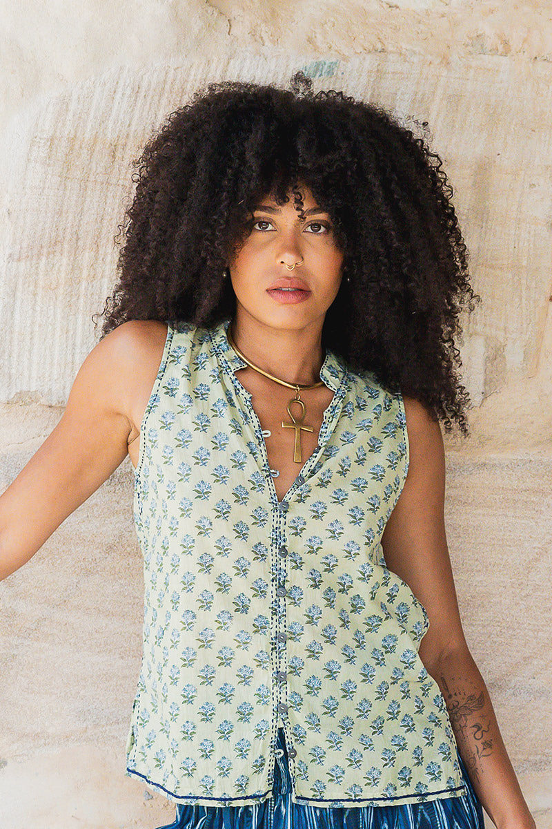 Tagai Blouse - Jade Blossom