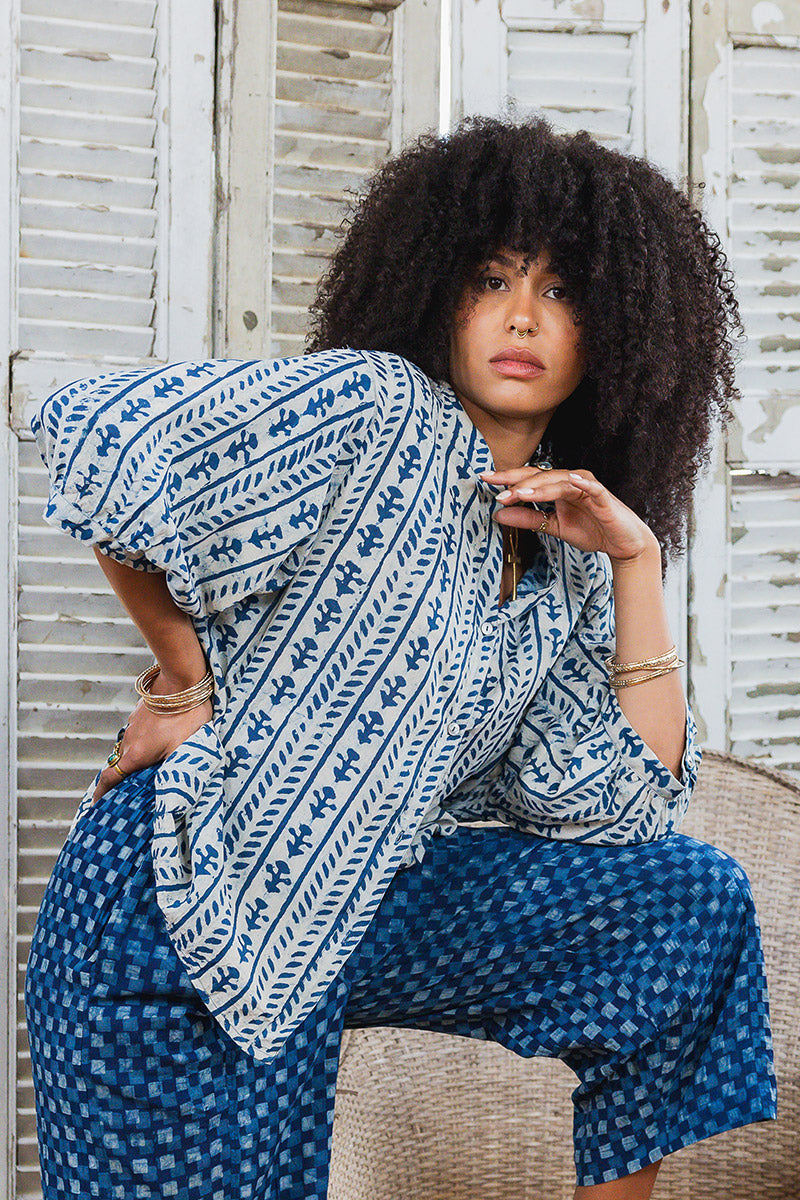 Havana Blouse - Indigo Echo