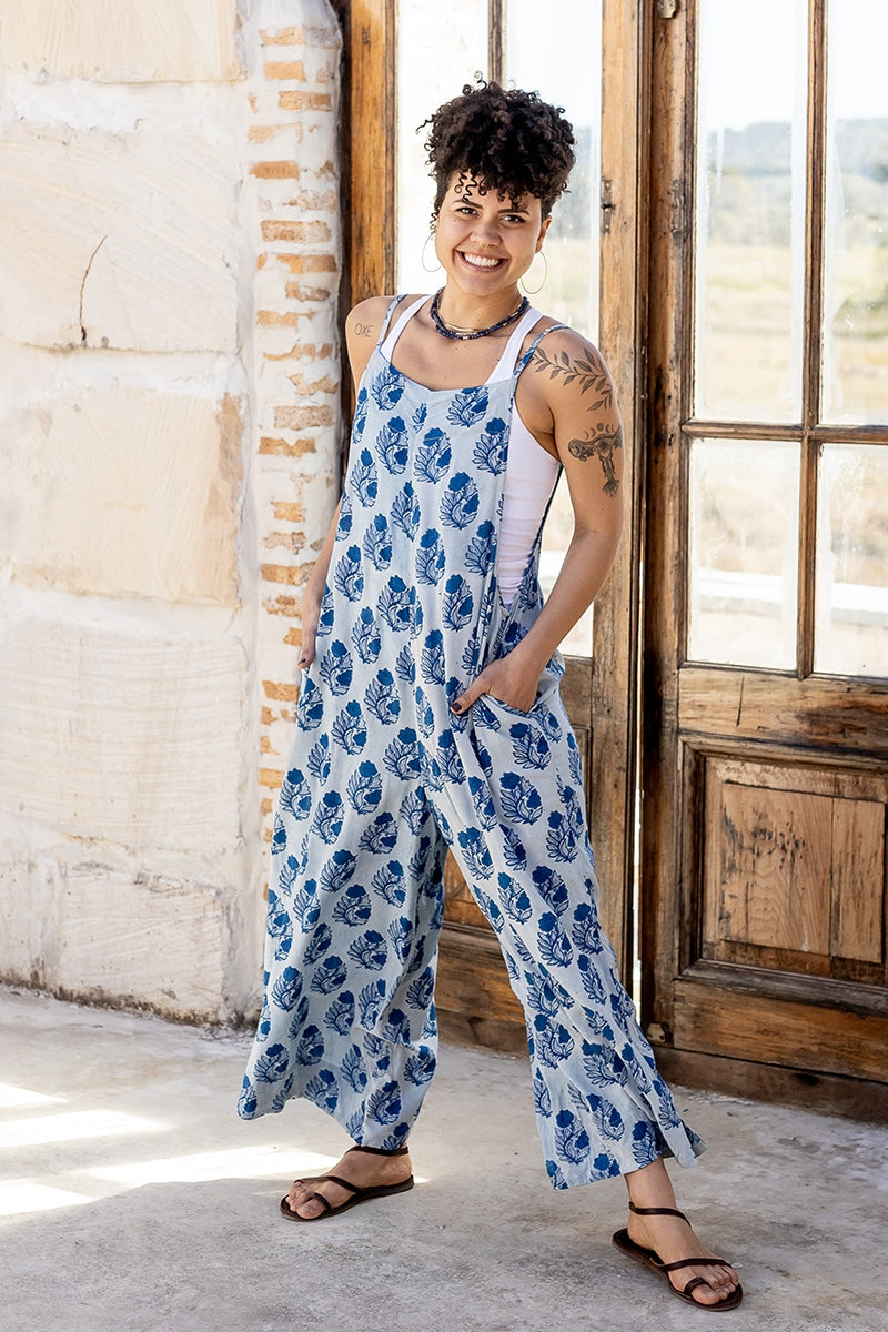 Lucy Overalls - Indigo Botanical