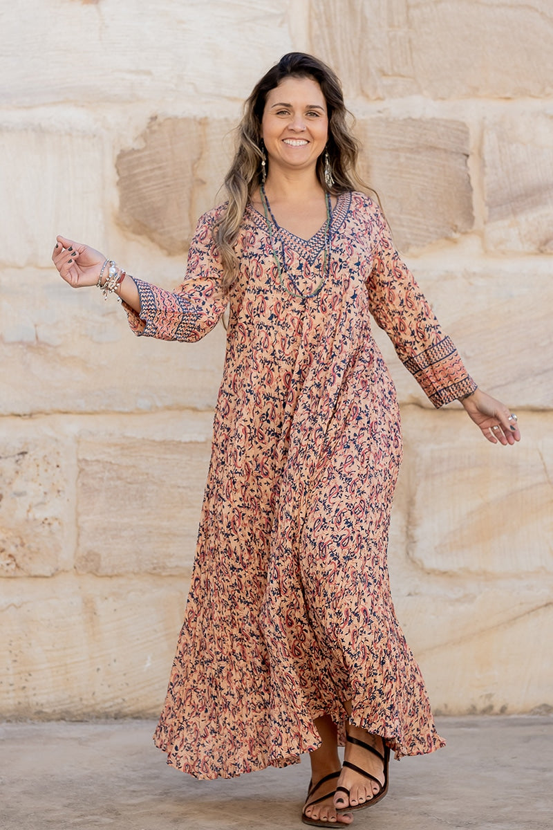Mevlana Dress with Sleeves - Antique Pink