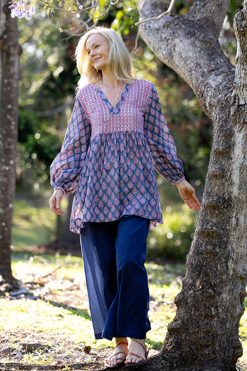 Sheer Layer Pants - Navy