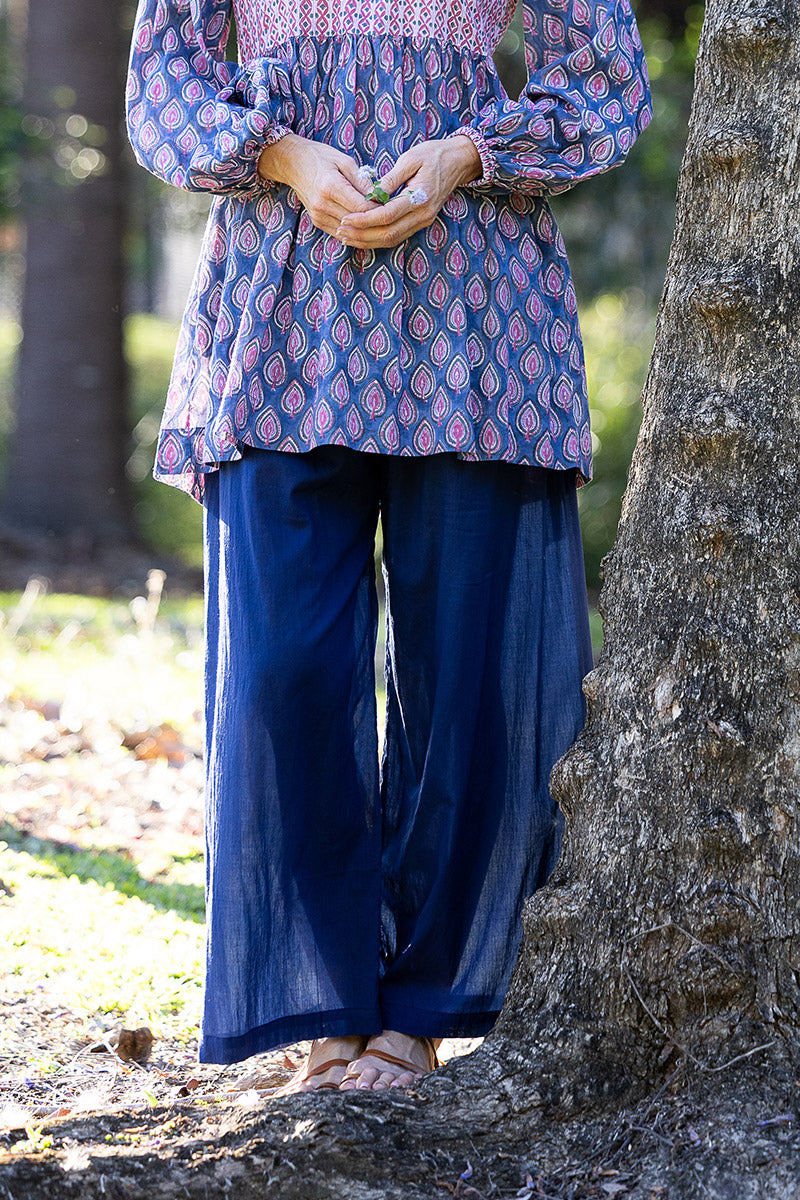Sheer Layer Pants - Navy