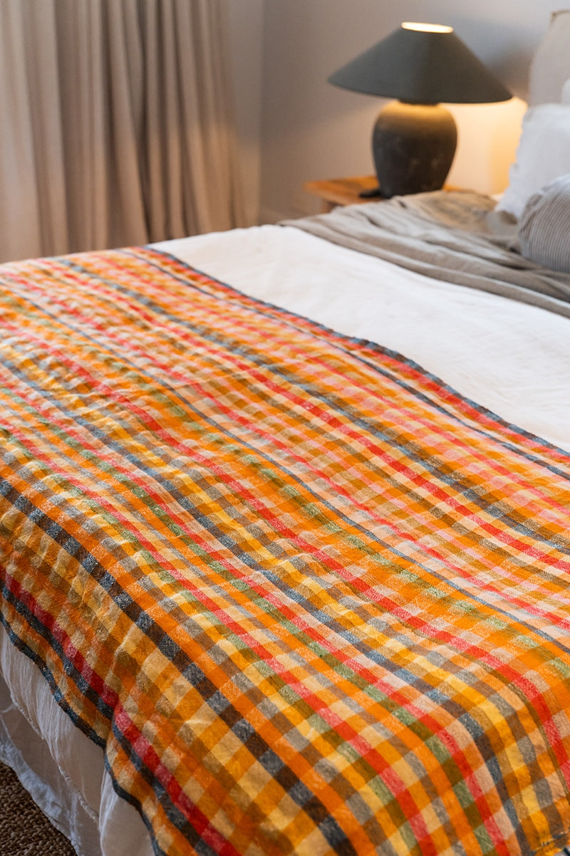 Raw Wool Throw, 100% pure wool, hand loomed. Use as a throw, shawl, mediation wrap or bed blanket. Multi coloured Aurum