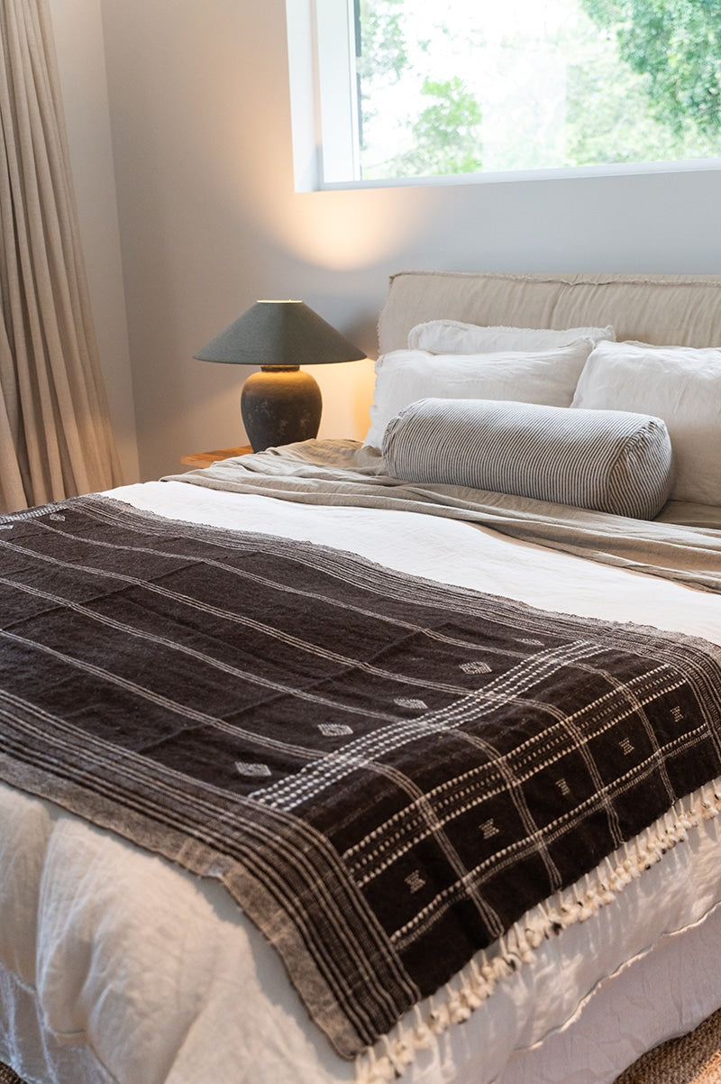Raw Wool Throw, 100% pure wool, hand loomed. Use as a throw, shawl, mediation wrap or bed blanket. Mocha brown