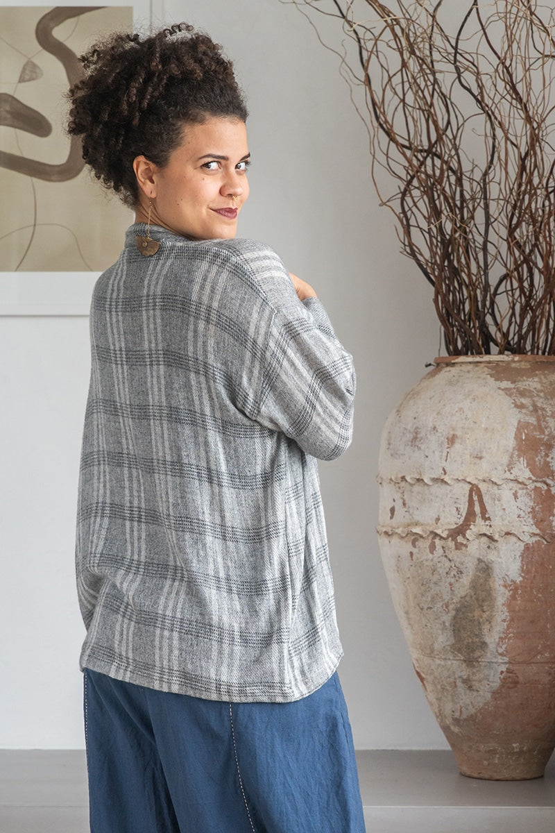 Womens soft and comfortable, Ethereal Cardigan, in acrylic/viscose. Silver Stone