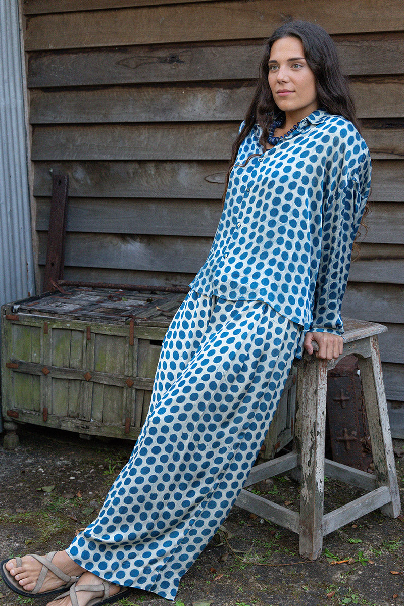 Saanvi Pants - Indigo Pearl (Satin)