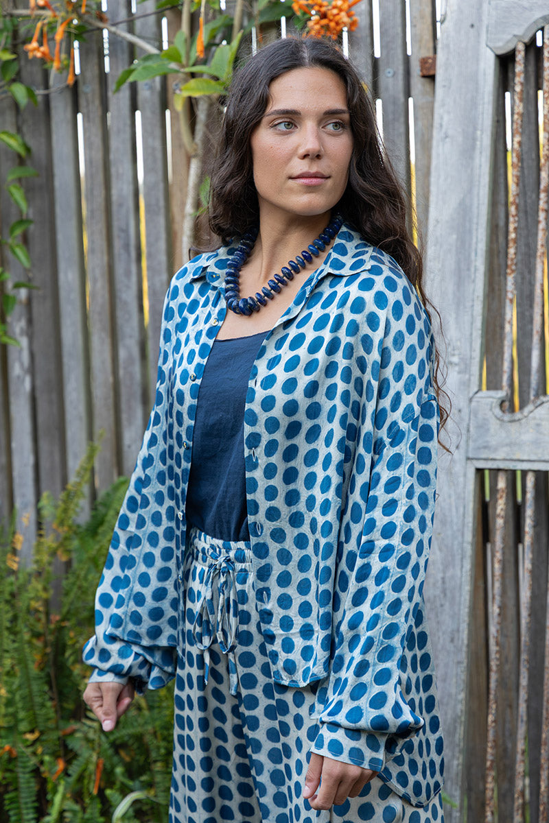 Saanvi Blouse - Indigo Pearl (Satin)