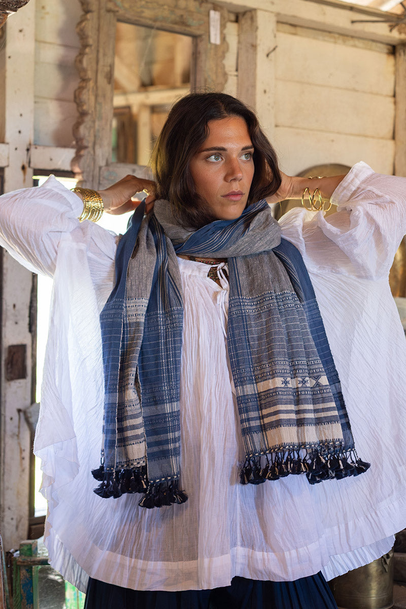 Woven Earth Scarf - Indigo Tide