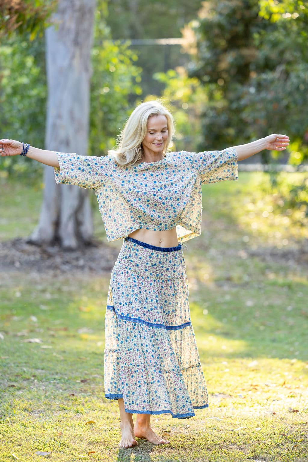 Womens, Ainsley Skirt & Matilde Blouse. 100% cotton, hand block print. Petite floral - Mirabel - Heirloom Collection