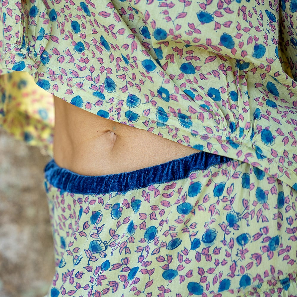 Womens, Ainsley Skirt & Matilde Blouse. 100% cotton, hand block print. Petite floral - Mirabel - Heirloom Collection
