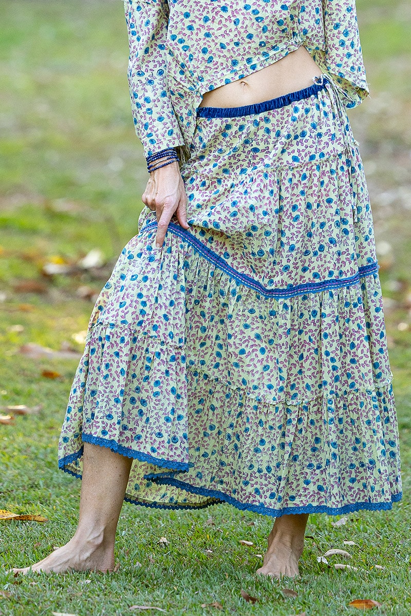 Womens, Ainsley Skirt. 100% cotton, hand block print. Petite floral - Mirabel - Heirloom Collection