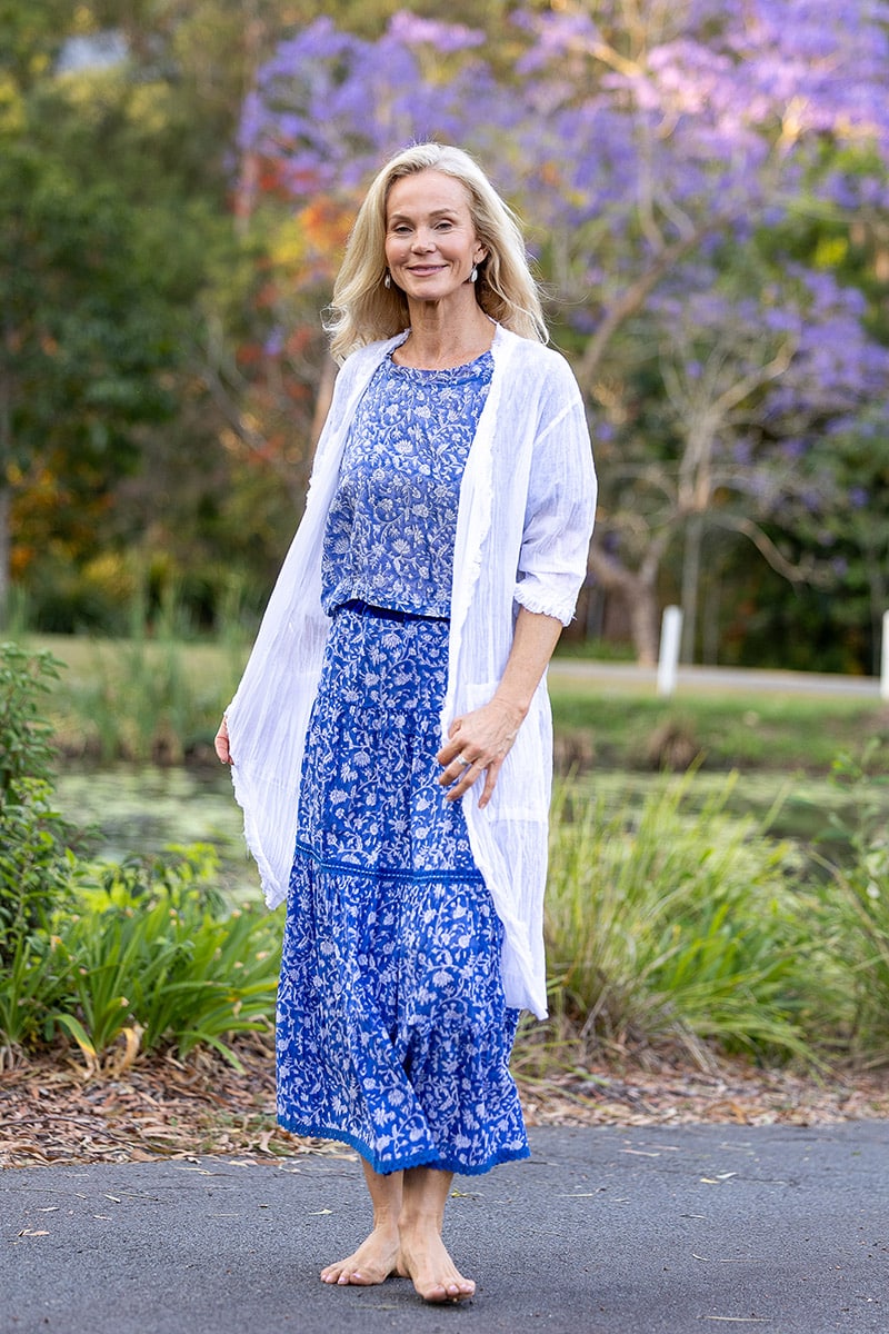 Womens, Shimla Coat, 7/8 sleeve, 100% sheer cotton, in pure serene white.