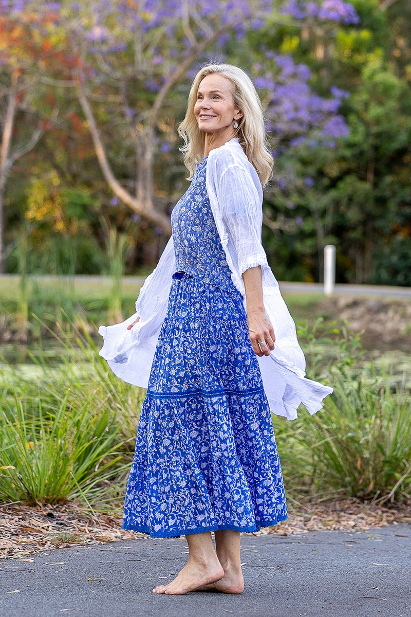 Womens, Shimla Coat, 7/8 sleeve, 100% sheer cotton, in pure serene white.