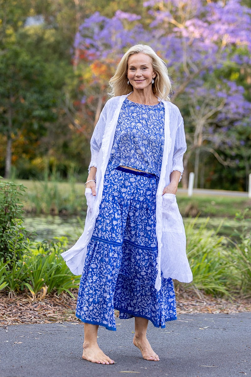 Womens, Shimla Coat, 7/8 sleeve, 100% sheer cotton, in pure serene white.