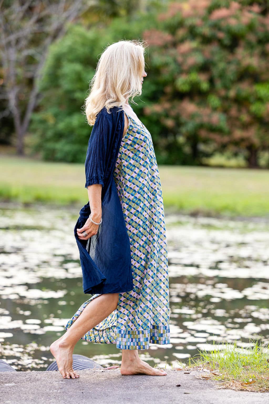 Womens, Shimla Coat, 7/8 sleeve, 100% sheer cotton, in classic navy.