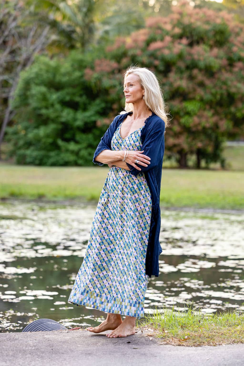 Womens, Shimla Coat, 7/8 sleeve, 100% sheer cotton, in classic navy.
