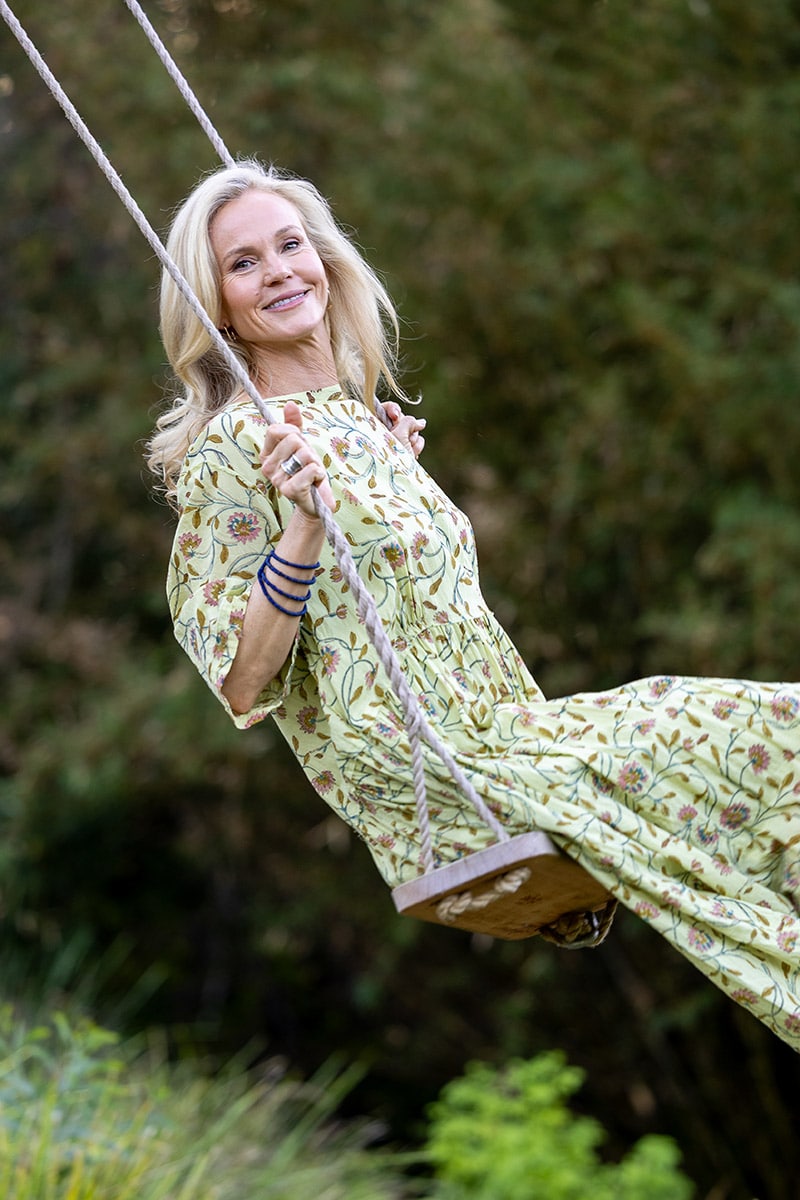 Womens, midi, Clementine Dress, 100% Cotton, hand block print. Vintage floral - Florin - Heirloom Collection