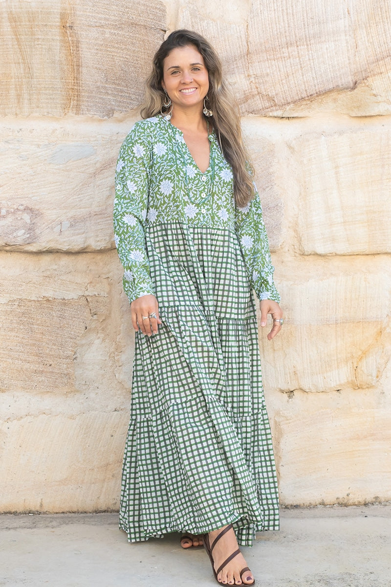 Jhali Dress - Evergreen Gingham