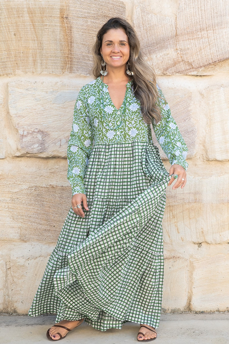 Jhali Dress - Evergreen Gingham