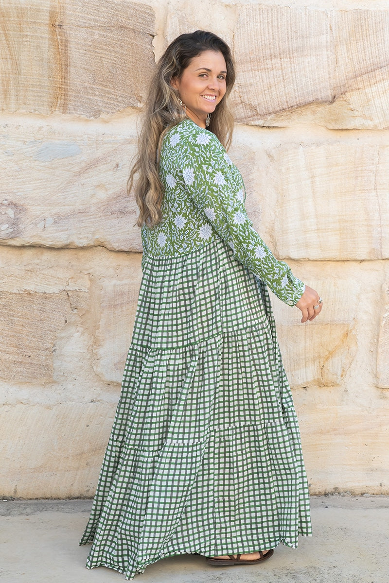 Jhali Dress - Evergreen Gingham