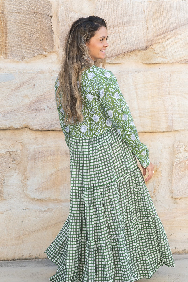Jhali Dress - Evergreen Gingham