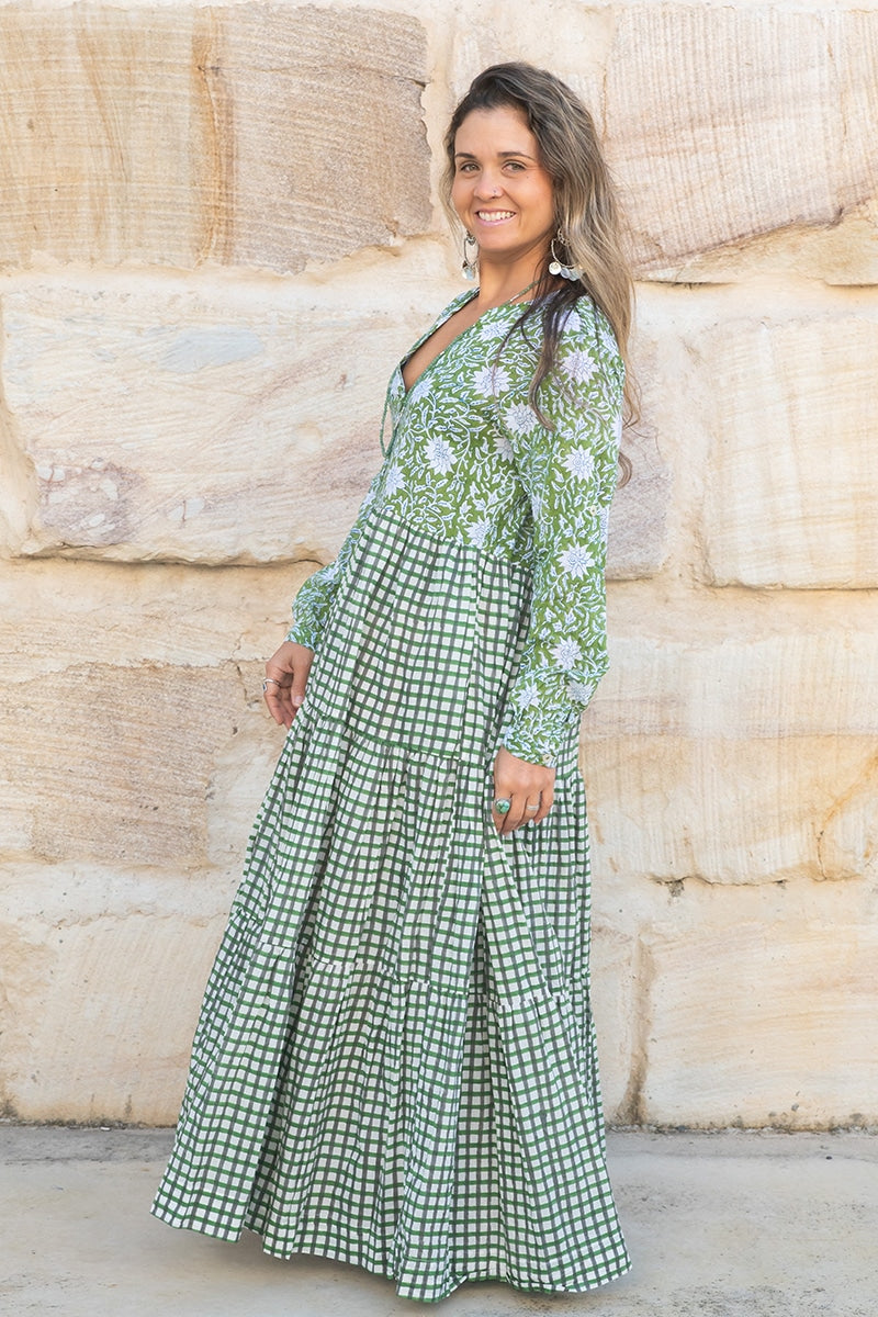 Jhali Dress - Evergreen Gingham