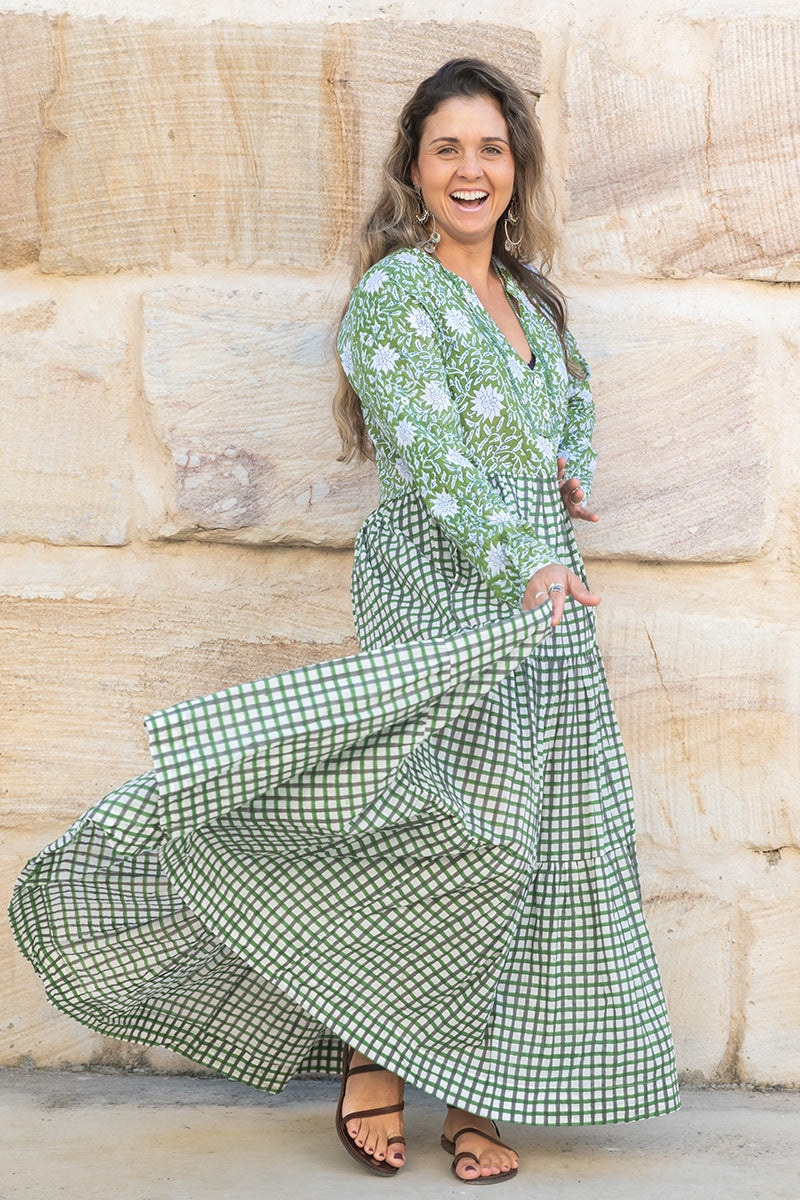 Jhali Dress - Evergreen Gingham