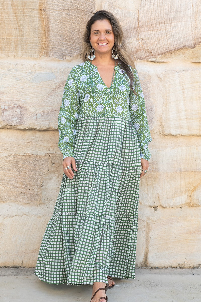 Jhali Dress - Evergreen Gingham