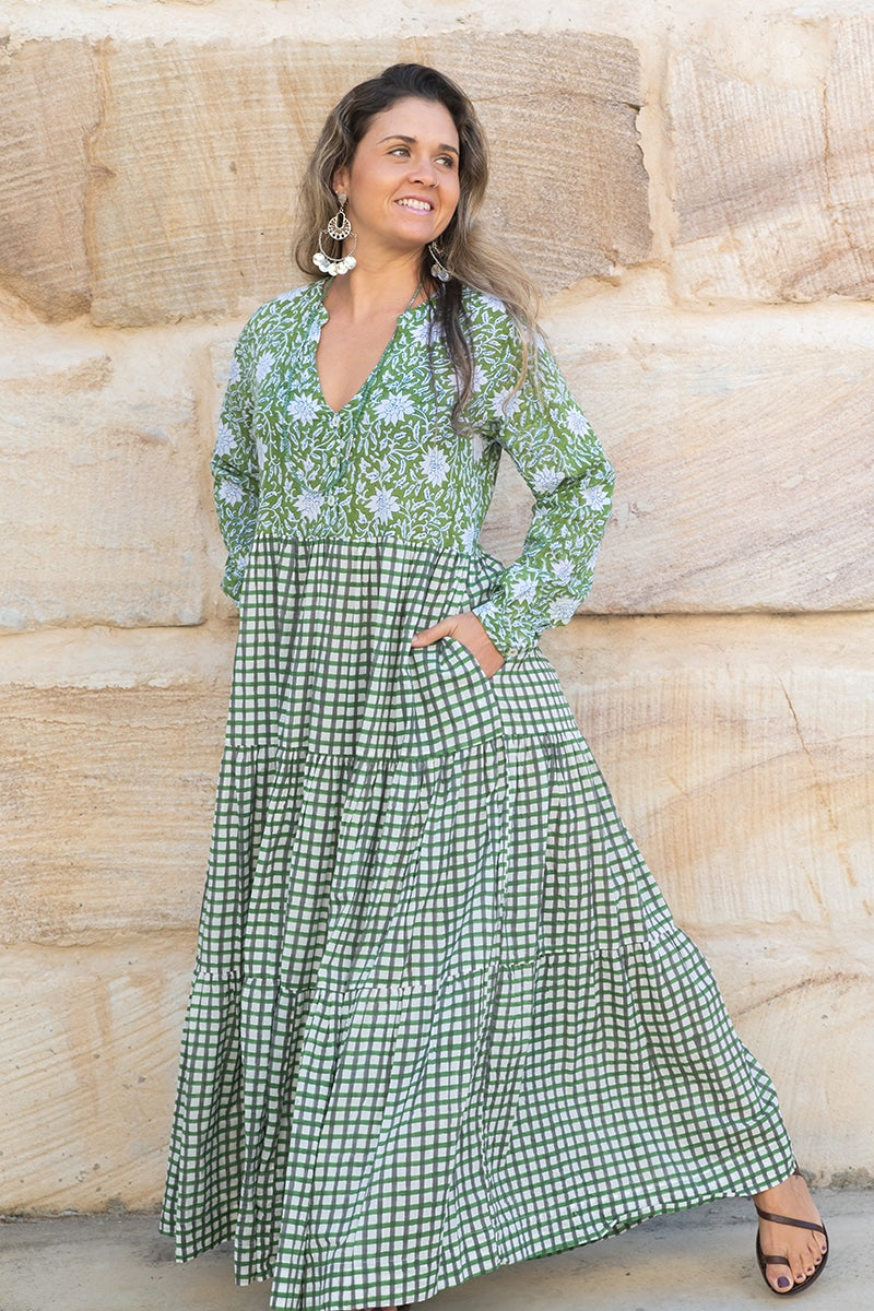 Jhali Dress - Evergreen Gingham