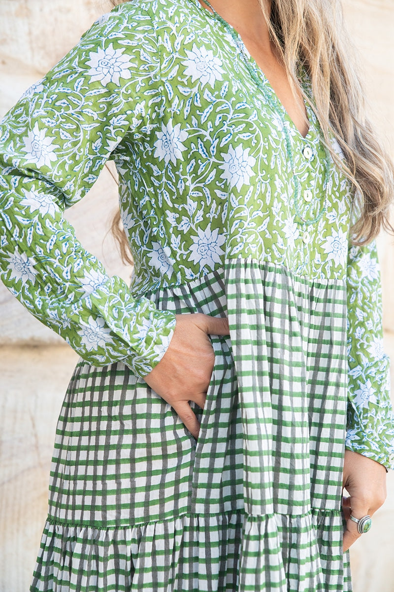 Jhali Dress - Evergreen Gingham