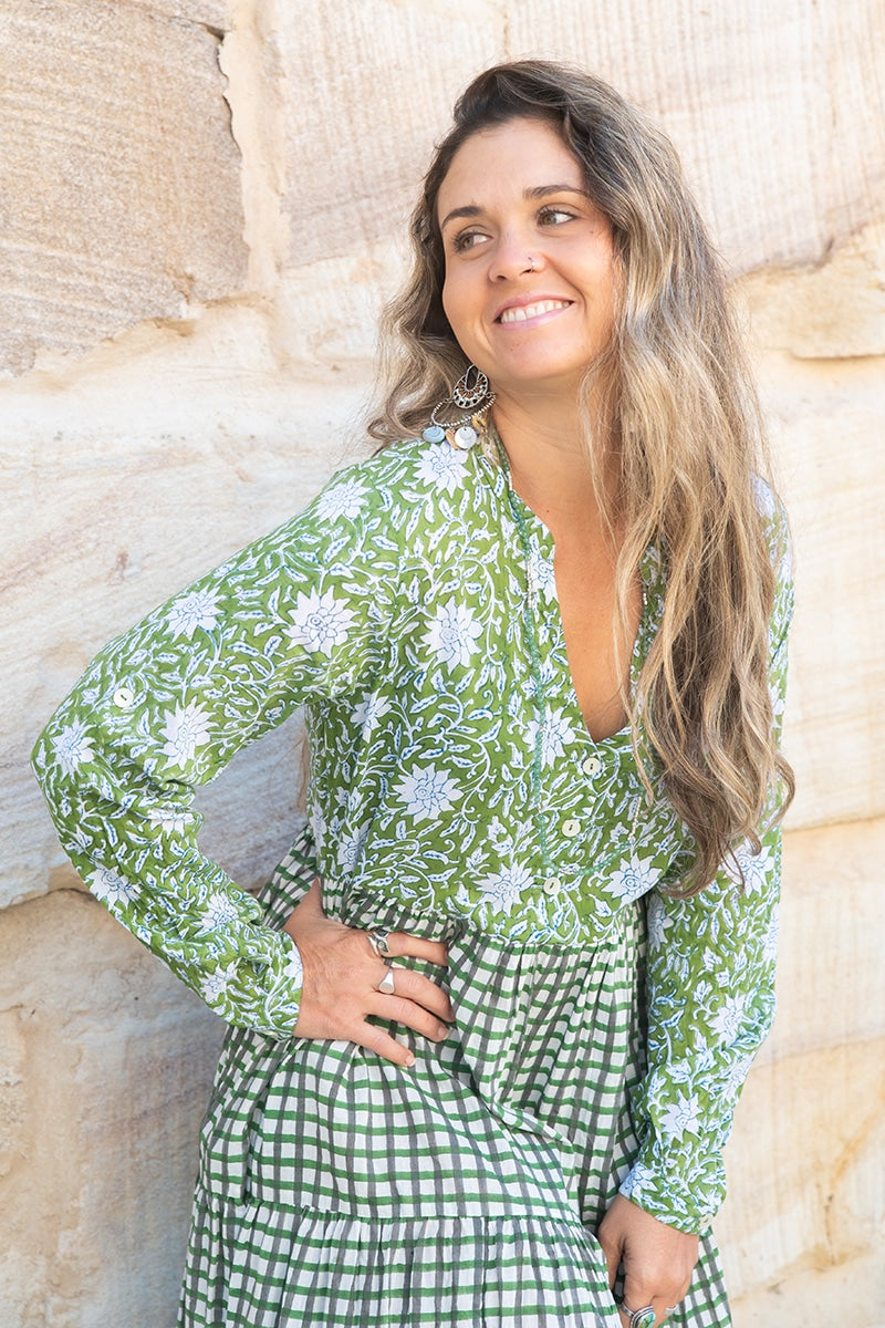 Jhali Dress - Evergreen Gingham