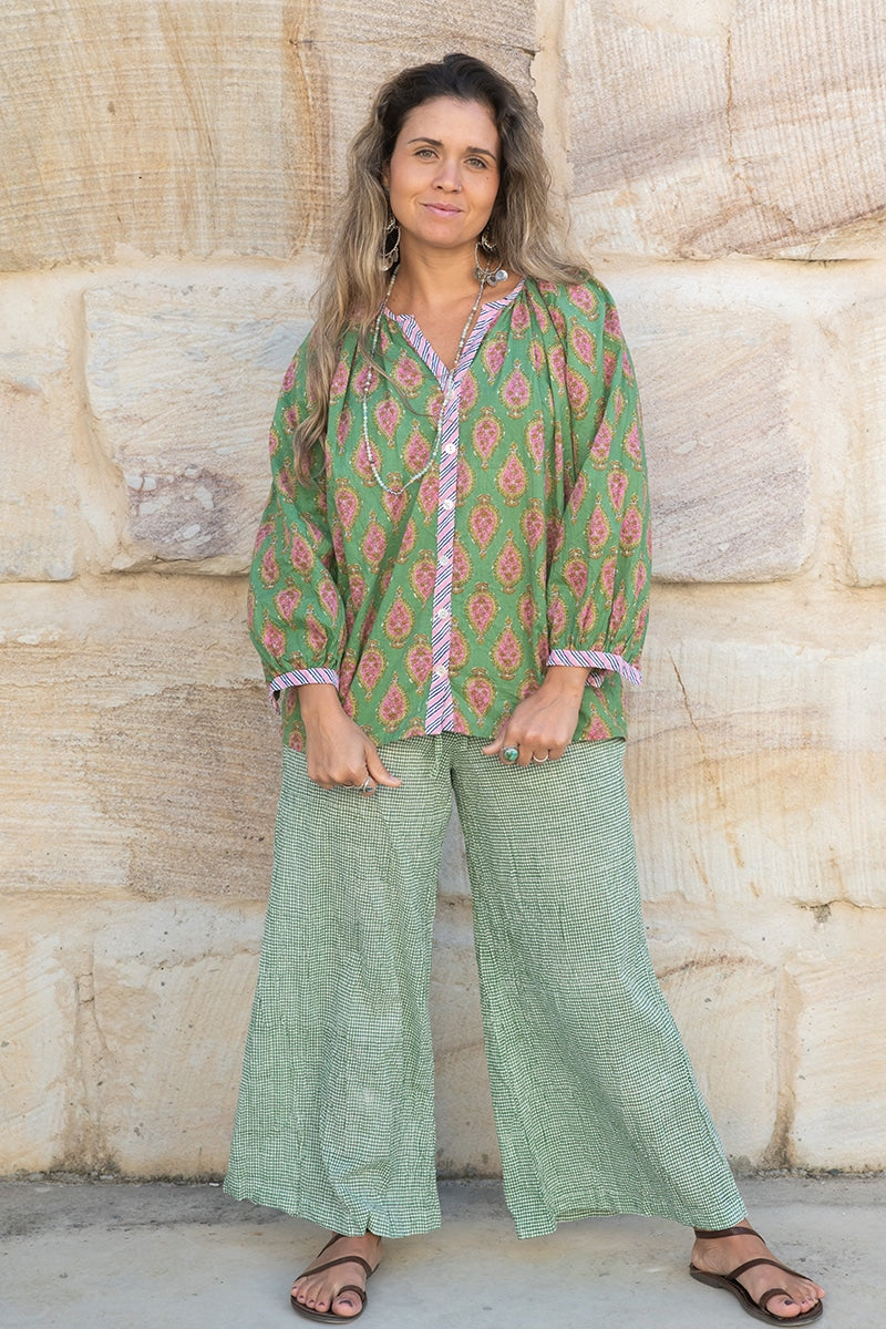 Culottes - Emerald Check - Lyana Blouse - Verde