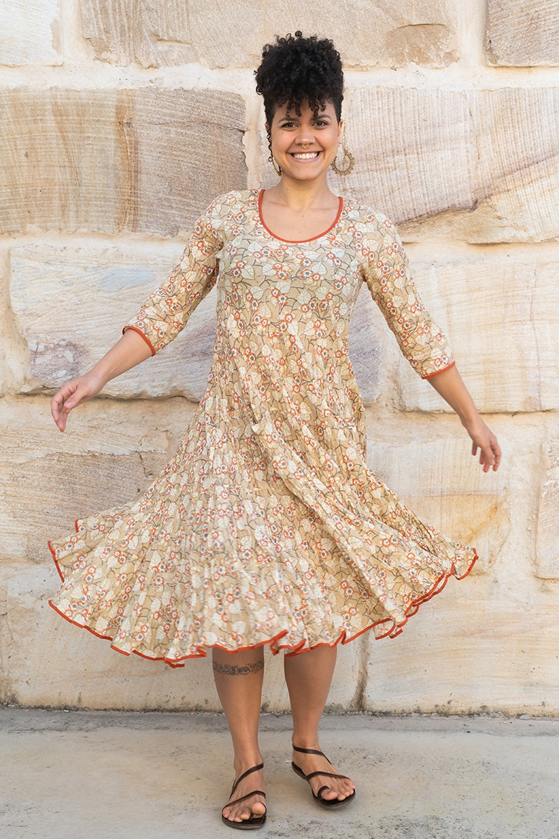 Flamenco Dress with Sleeves - Amber